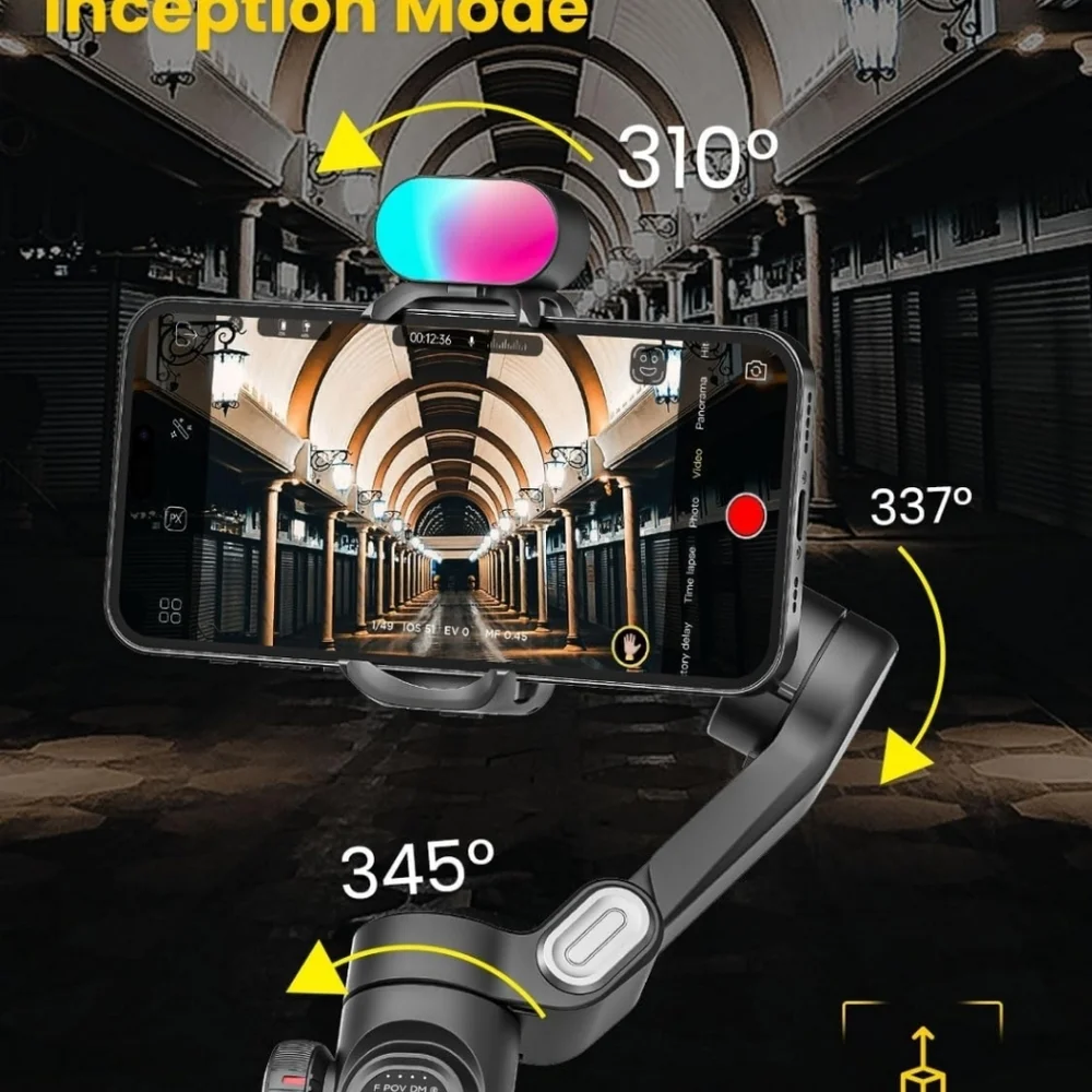 Smartphone Gimbal Stabilizer for iPhone 15 Pro Max Android Phone with Extension